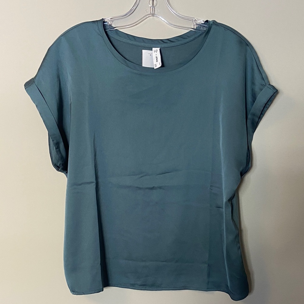 NWOT Elegant Satin Dark Teal Women's Top